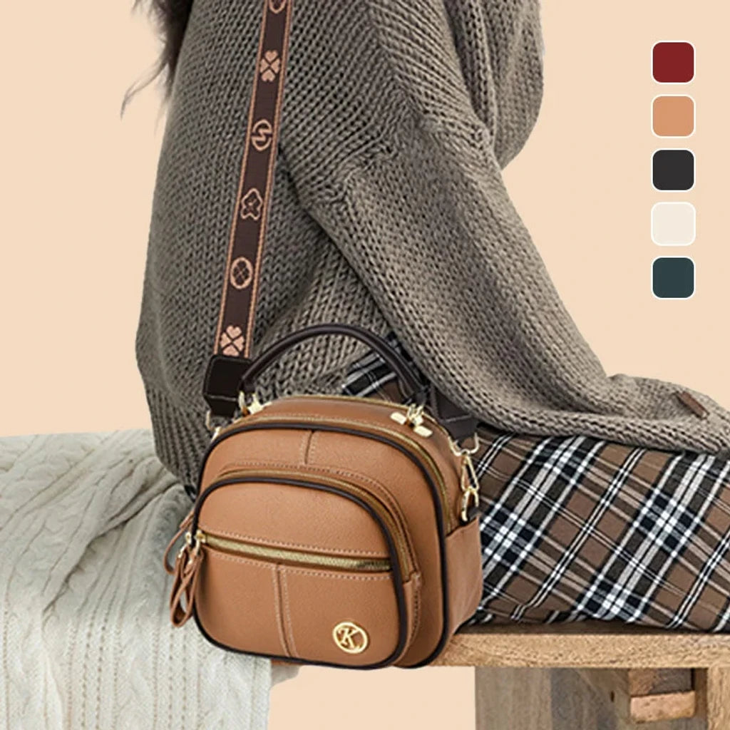 ✨Hot Sale 🎁 Bolso de cuero con correa ancha ajustable y compartimento multifuncional