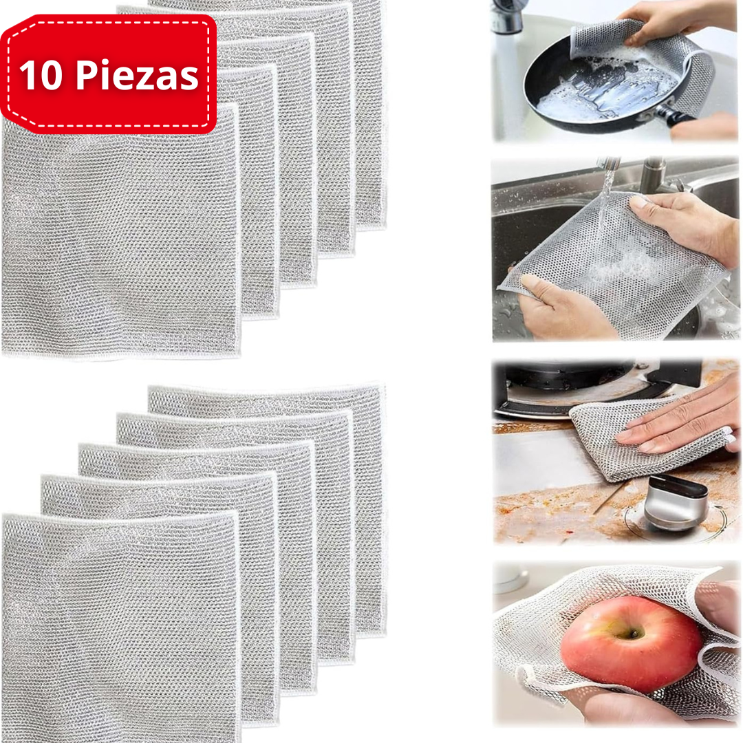 10 PAÑOS METÁLICOS MULTIUSOS - ELIMINADOR DE OLORES