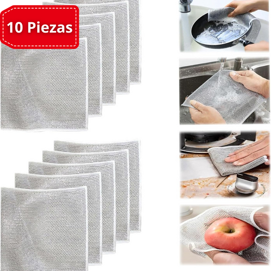 10 PAÑOS METÁLICOS MULTIUSOS - ELIMINADOR DE OLORES