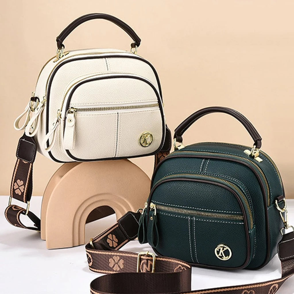 ✨Hot Sale 🎁 Bolso de cuero con correa ancha ajustable y compartimento multifuncional