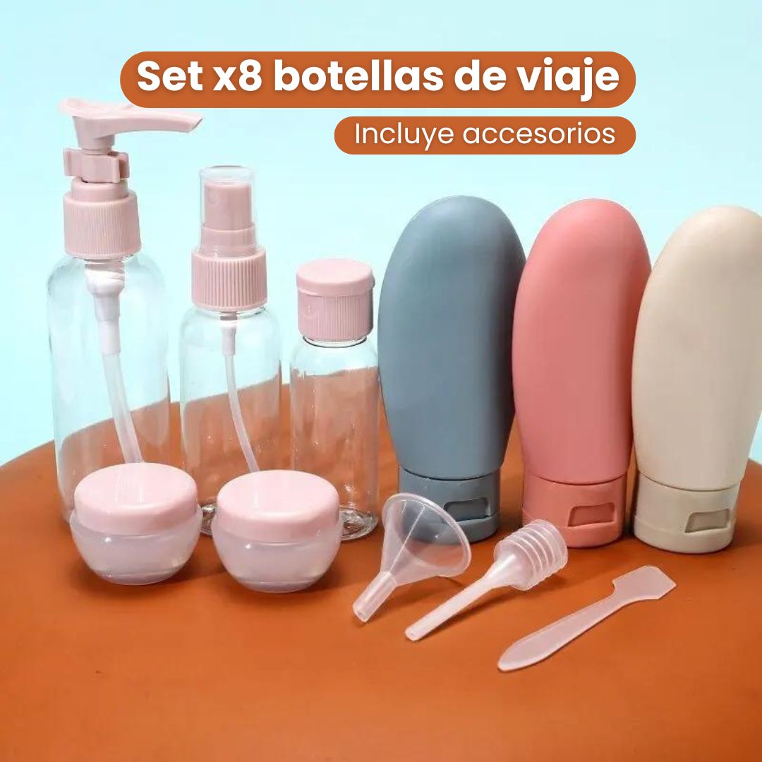 Set 9 de botellas de viaje de silicona