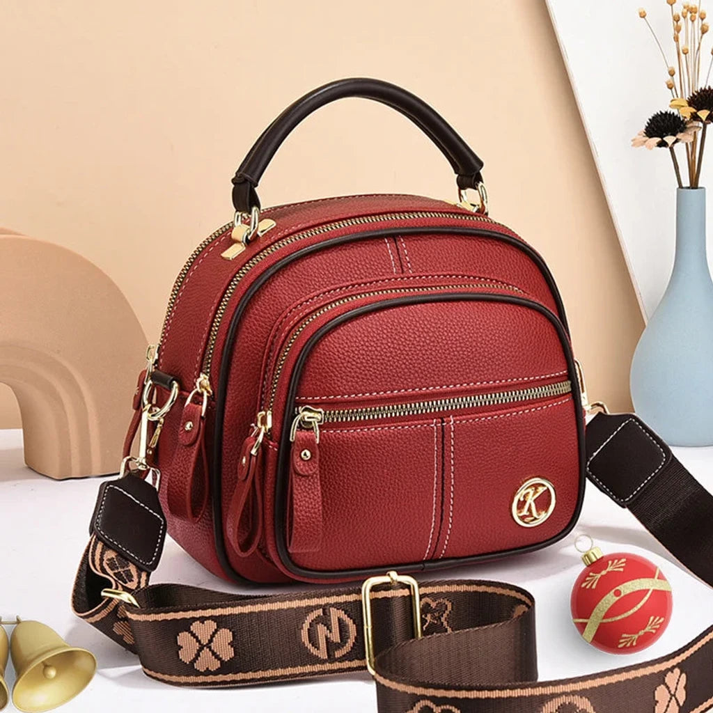✨Hot Sale 🎁 Bolso de cuero con correa ancha ajustable y compartimento multifuncional
