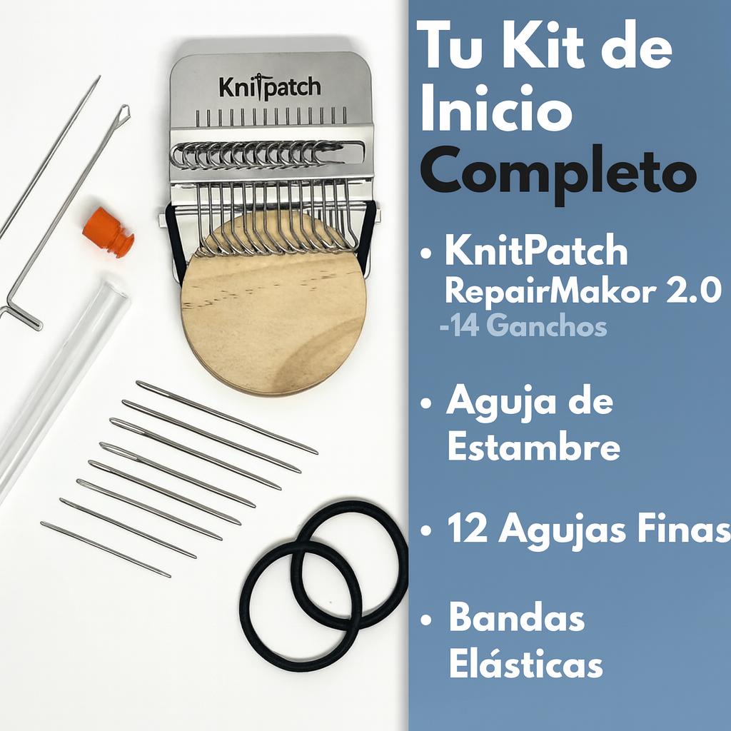 Telar de madera pequeño tipo Speedweve + Accesorios herramienta de reparación de ropa.
