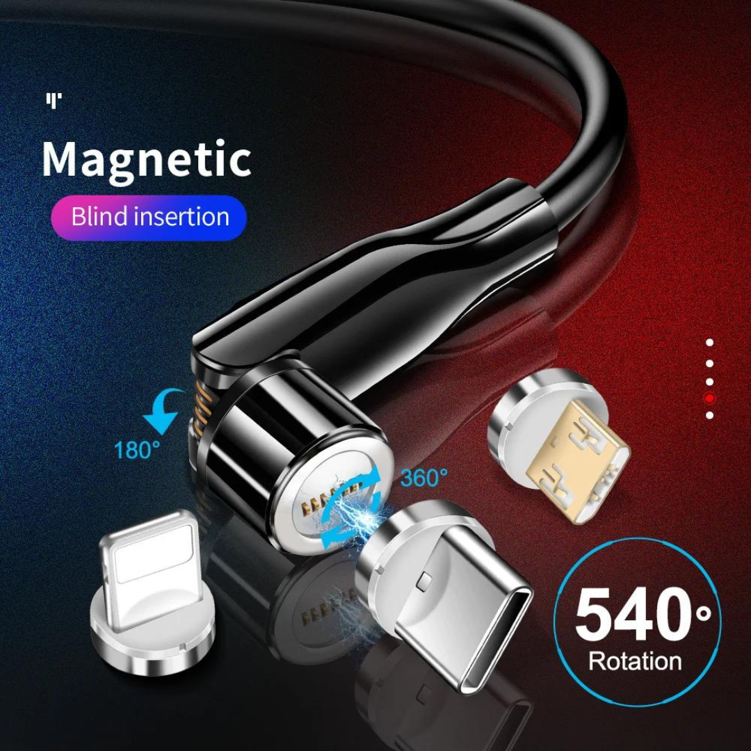 Cargador Magnético 540° CARGA RÁPIDA + 3 MAGNETOS