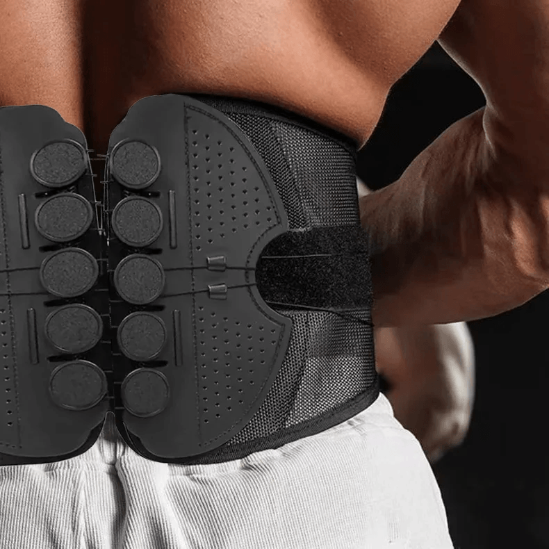 Cinturón lumbar correctiva con sistema de tensión por poleas — soporte para cintura y espalda baja