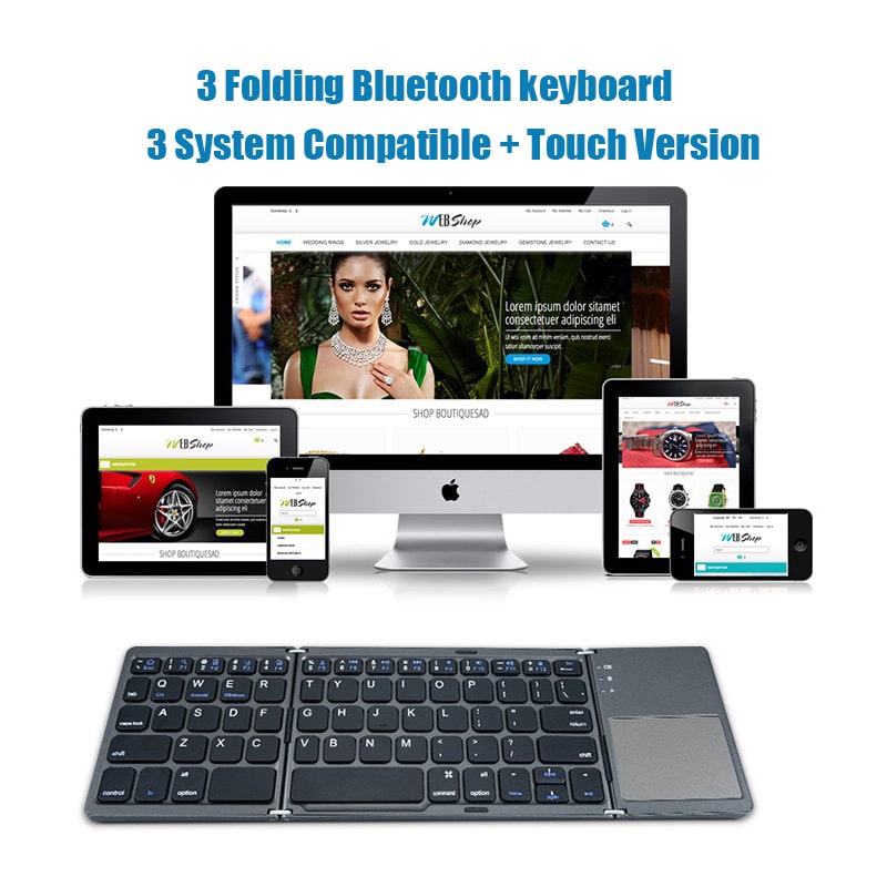 Teclado Bluetooth Plegable Con Panel Táctil