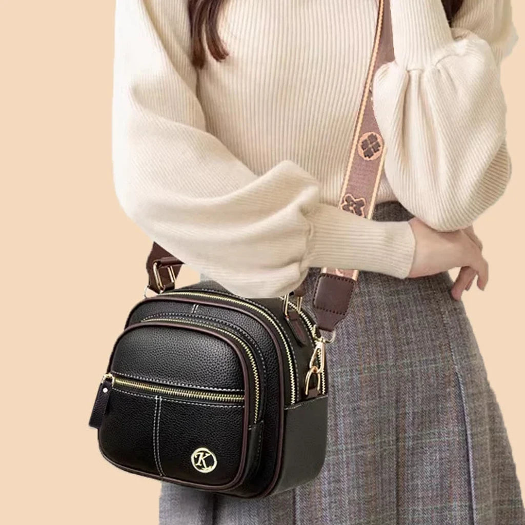 ✨Hot Sale 🎁 Bolso de cuero con correa ancha ajustable y compartimento multifuncional