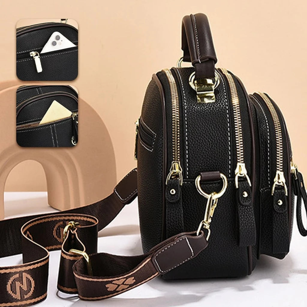 ✨Hot Sale 🎁 Bolso de cuero con correa ancha ajustable y compartimento multifuncional