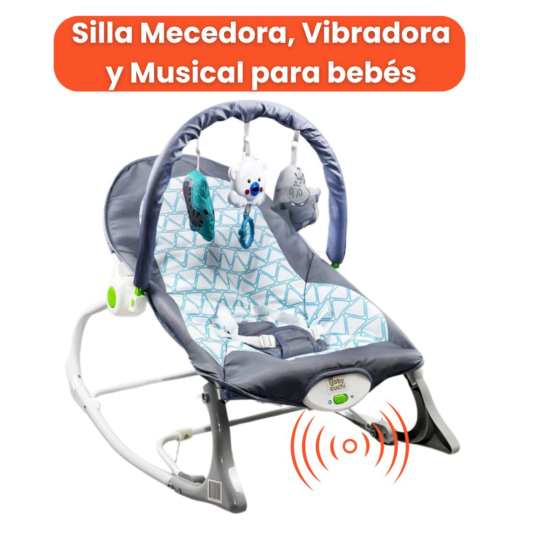 Silla Vibradora Relajante Para Bebé (Incluye Toldillo y Juguetes)