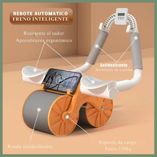 Rueda Abdominal Con Rebote Automático y Temporizador