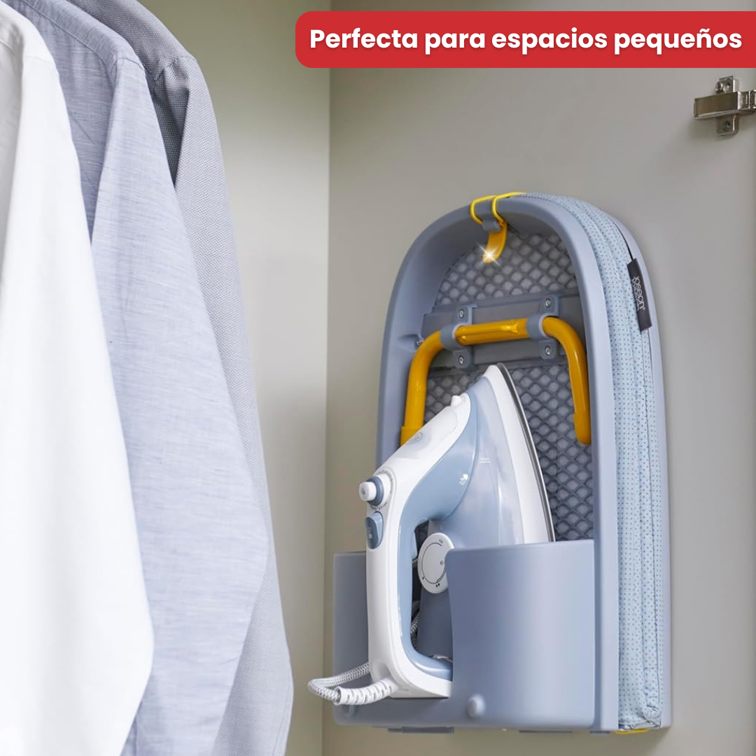 Tabla de planchar plegable con soporte para plancha y montaje en pared, compacta para ahorro de espacio