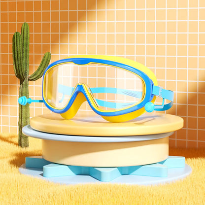 🔥Gafas de natación HD de montura grande impermeables y antivaho para niños + Gorro De Natación⚡