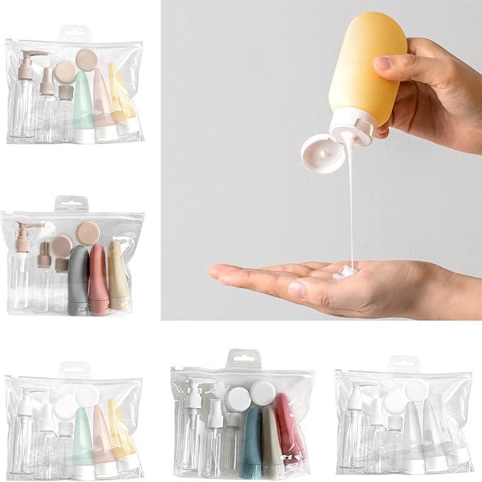 COMBO BOLSO VIAJERO + KIT  Botellas De Viaje 11 Piezas