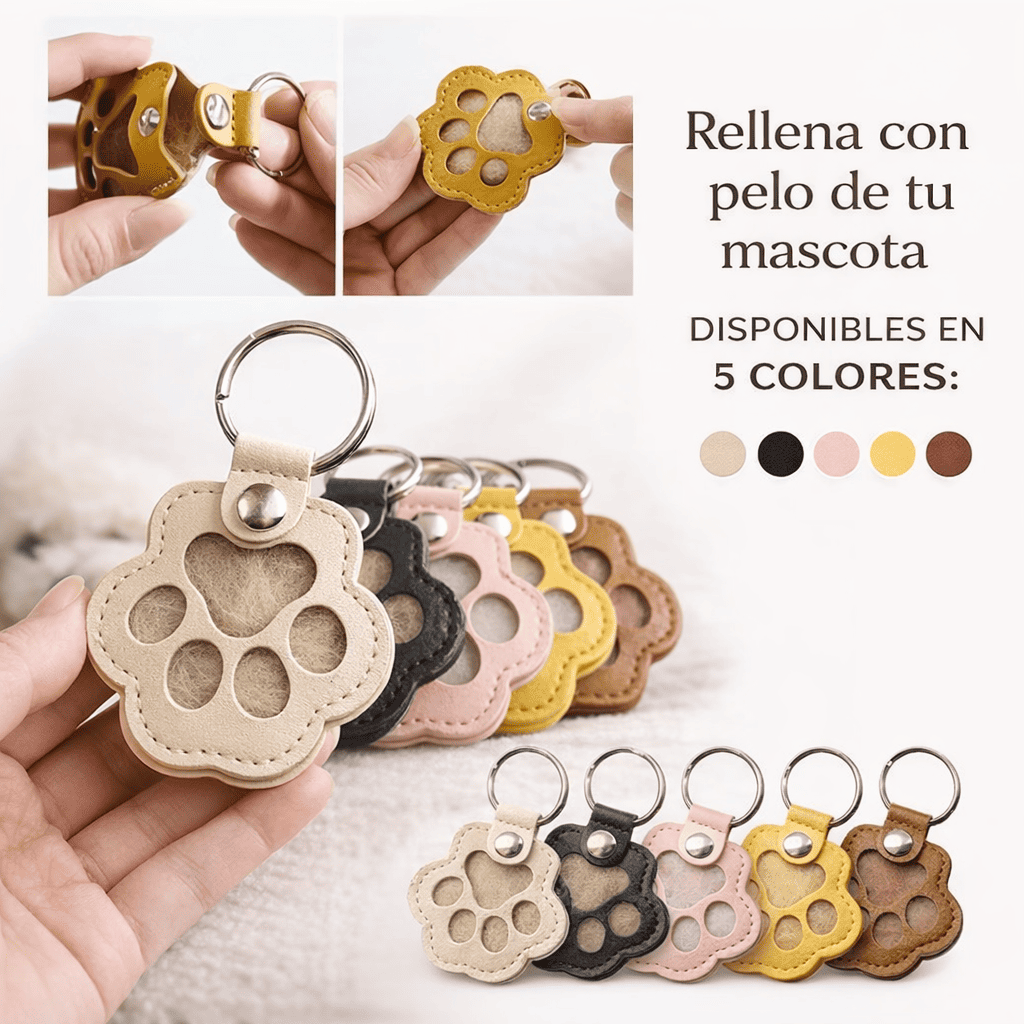 🐾Llavero de cuero con forma de pata de mascota