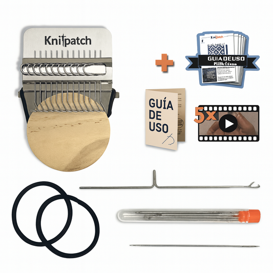 Telar de madera pequeño tipo Speedweve + Accesorios herramienta de reparación de ropa.