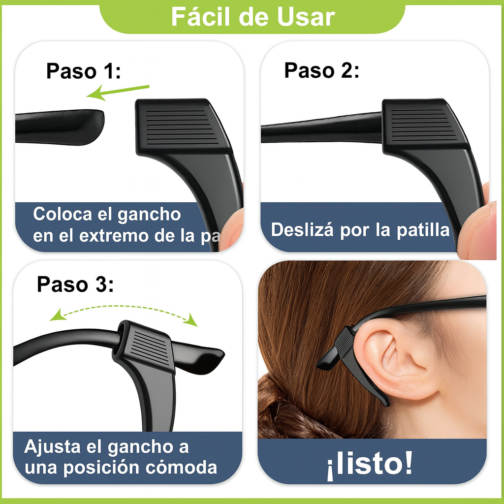 14 pares de ganchos antideslizantes para las orejas de las gafas