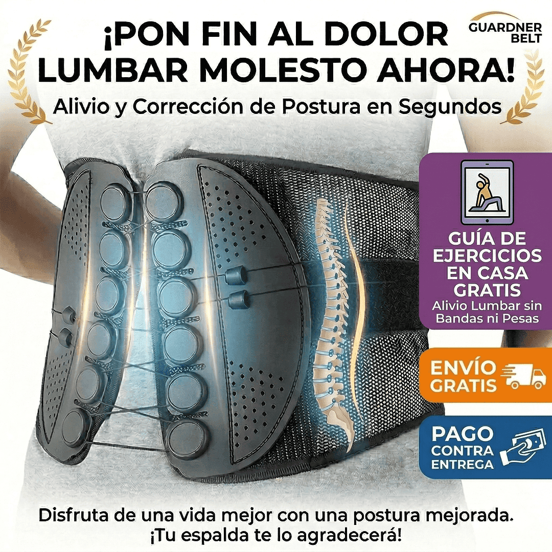 Cinturón lumbar correctiva con sistema de tensión por poleas — soporte para cintura y espalda baja