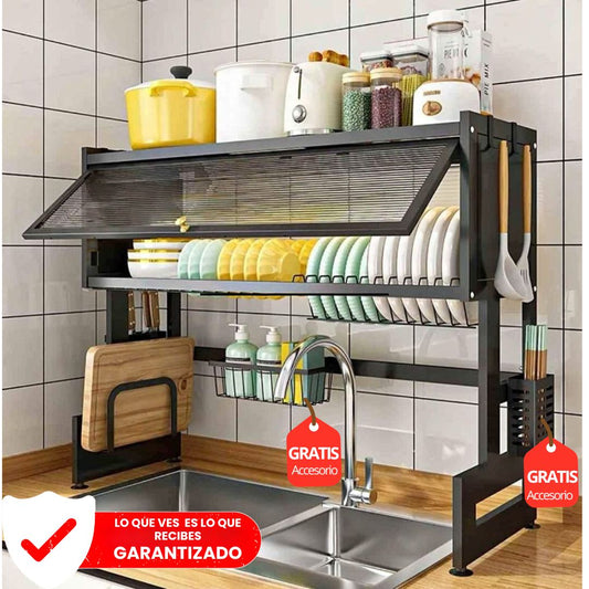 Escurridor Estante con Gabinete X65 - Acero Inoxidable Japonés