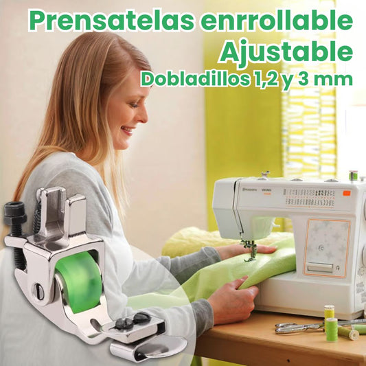 🔥 Versátil prensatelas de dobladillo enrollado ajustable