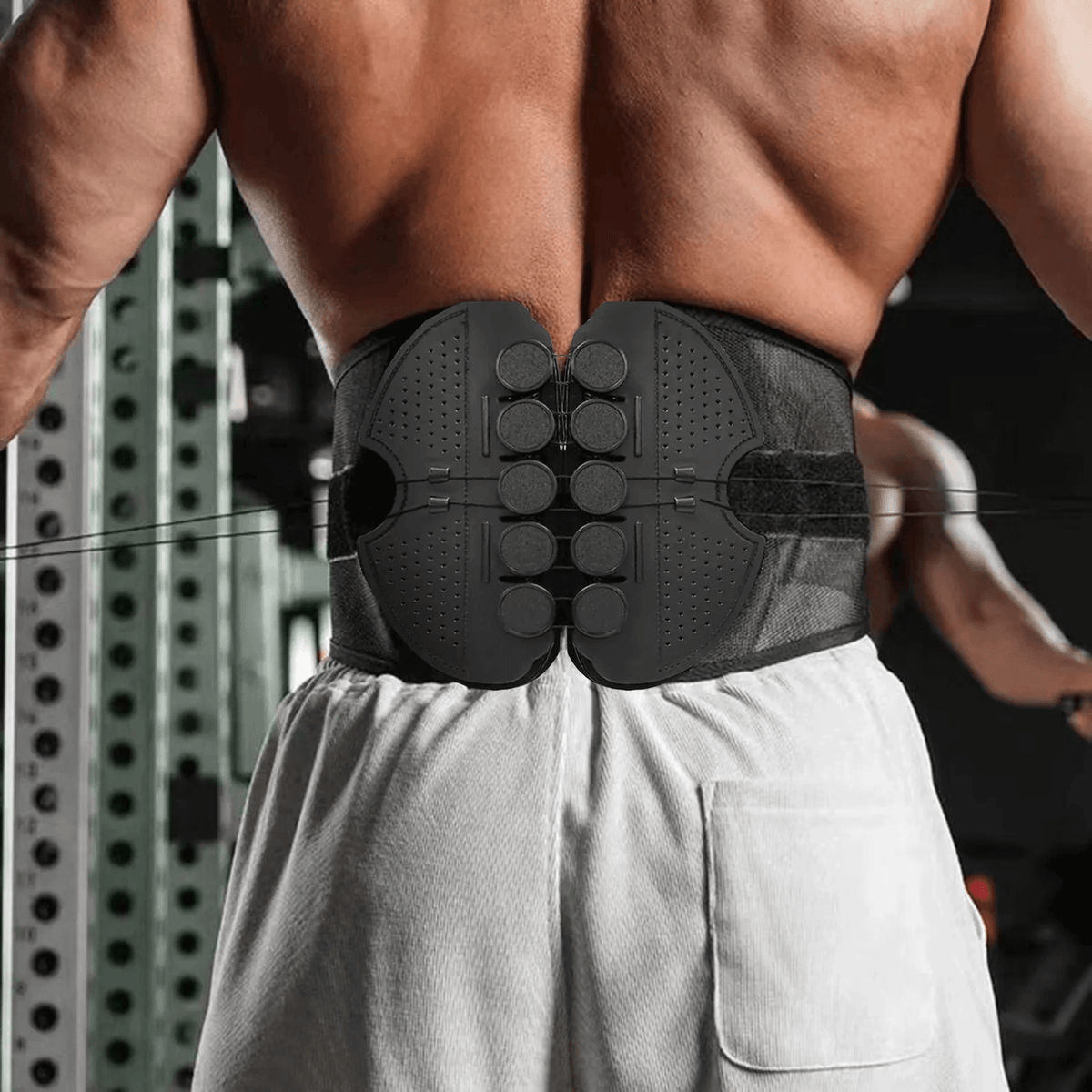 Cinturón lumbar correctiva con sistema de tensión por poleas — soporte para cintura y espalda baja