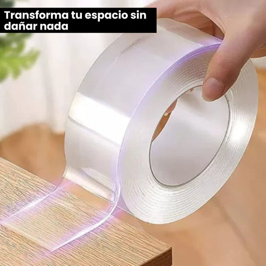 🔥HOT SALE 52% DCTO🔥Cinta adhesiva mágica transparente de doble cara, reutilizable, para el hogar, sin rastros