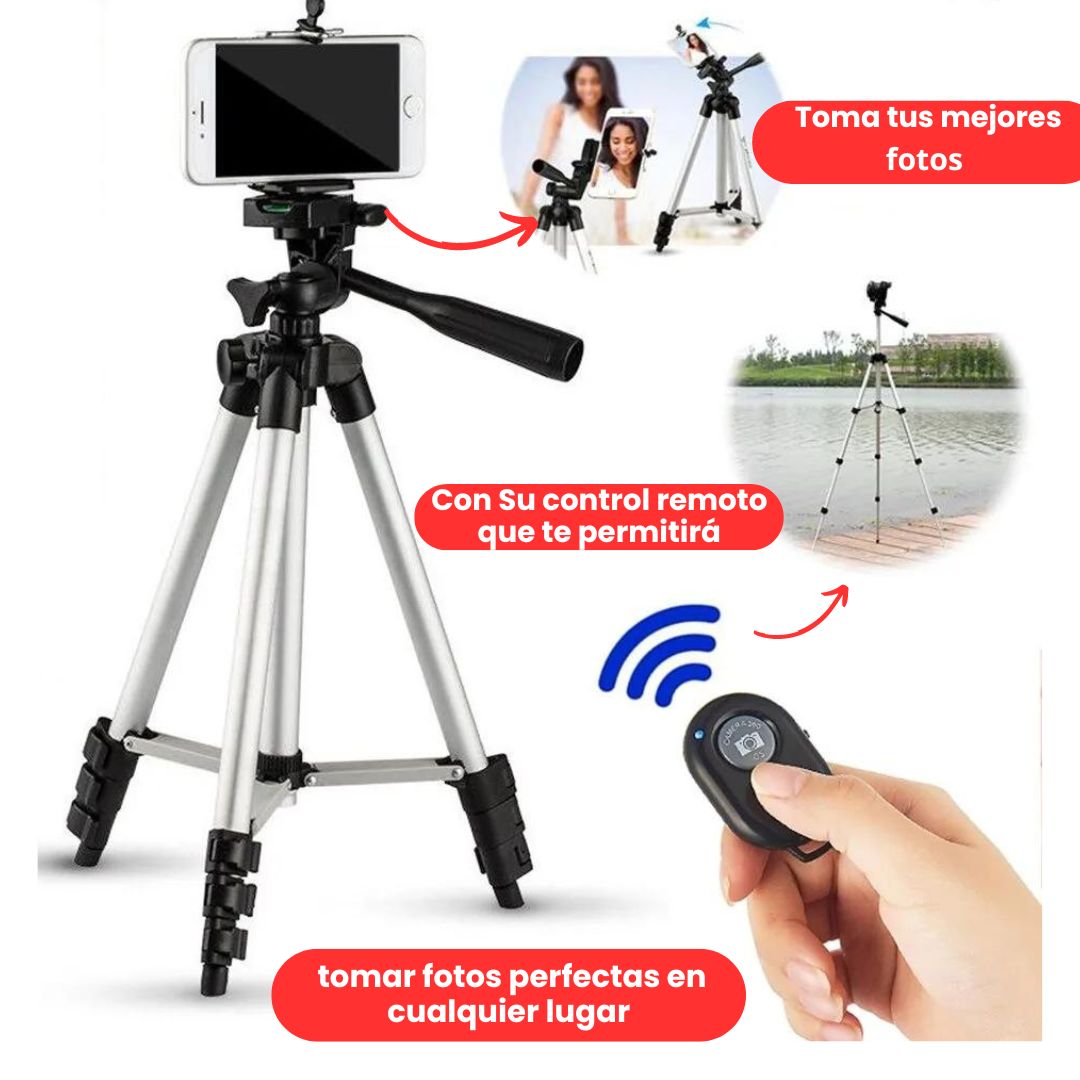 Trípode de triple altura con control Bluetooth